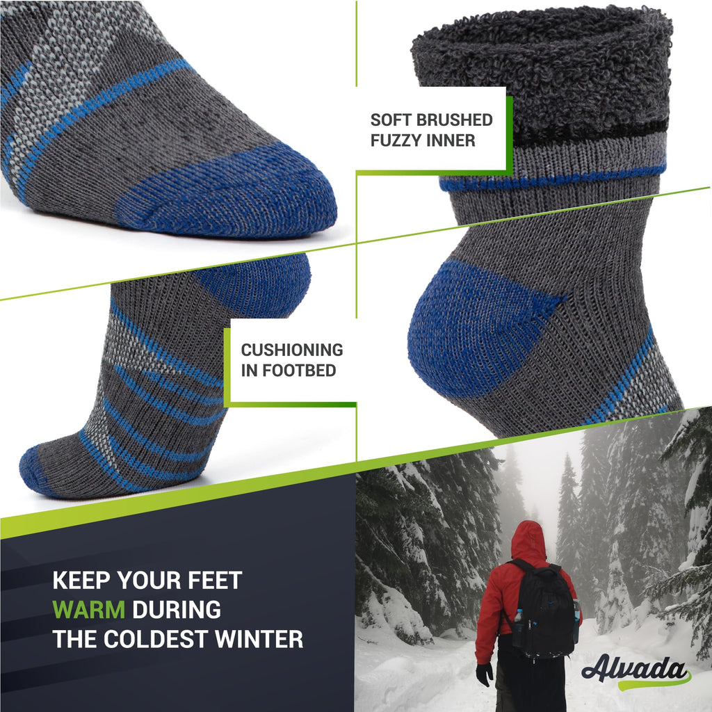 Alvada Merino Wool Hiking Socks Thermal Warm Crew Winter Boot Sock For Men & Women 3 Pairs