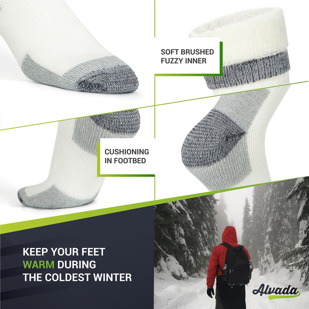 Alvada Merino Wool Hiking Socks Thermal Warm Crew Winter Boot Sock For Men & Women 3 Pairs