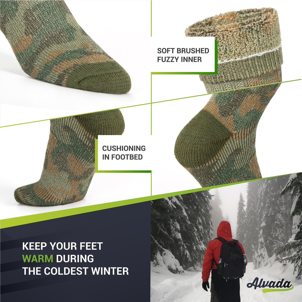 Alvada Merino Wool Hiking Socks Thermal Warm Crew Winter Boot Sock For Men & Women 3 Pairs